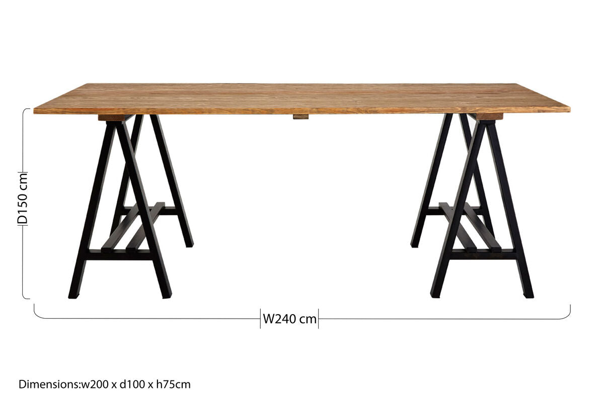 Hampstead Pine Wood & Iron Dining Table