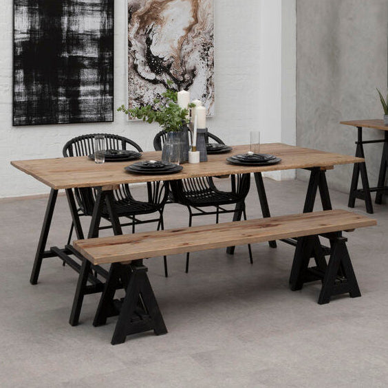 Hampstead Pine Wood & Iron Dining Table