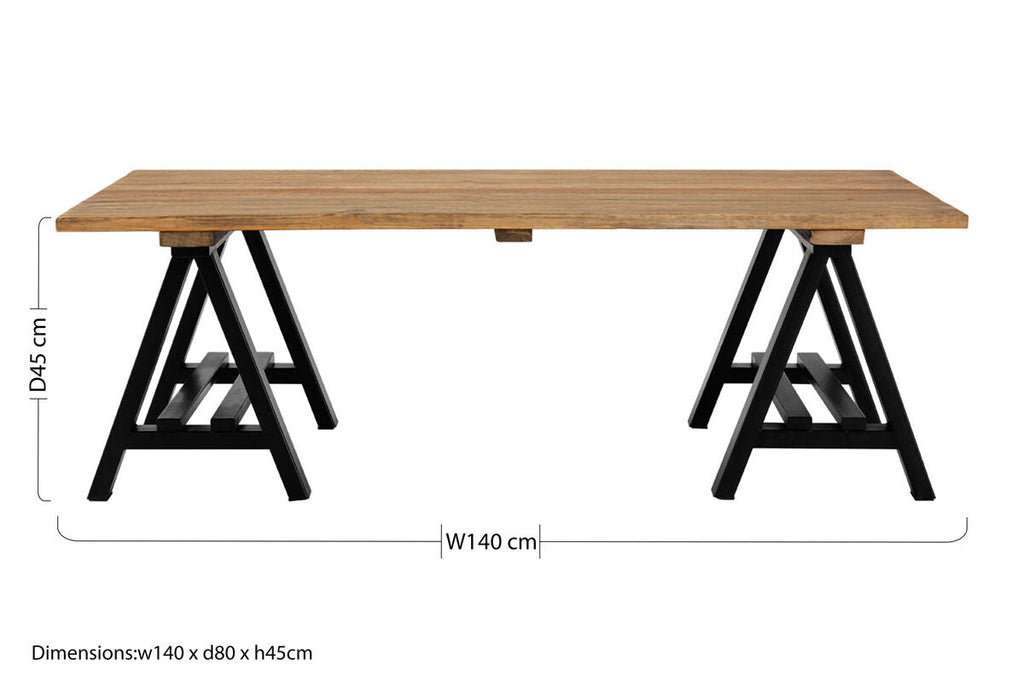 Hampstead Pine Wood & Iron Coffee Table