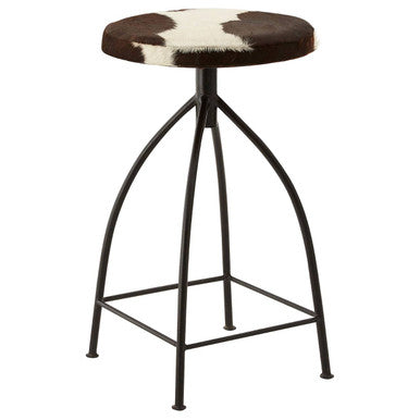 Boho Cowhide White Bohemian Bar Stool