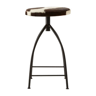 Boho Cowhide White Bohemian Bar Stool