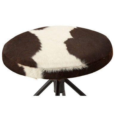 Boho Cowhide White Bohemian Bar Stool