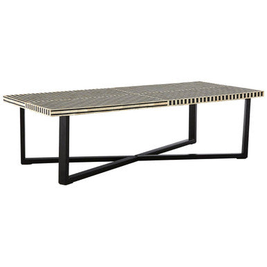 Boho Black & White Bone Inlay Coffee Table