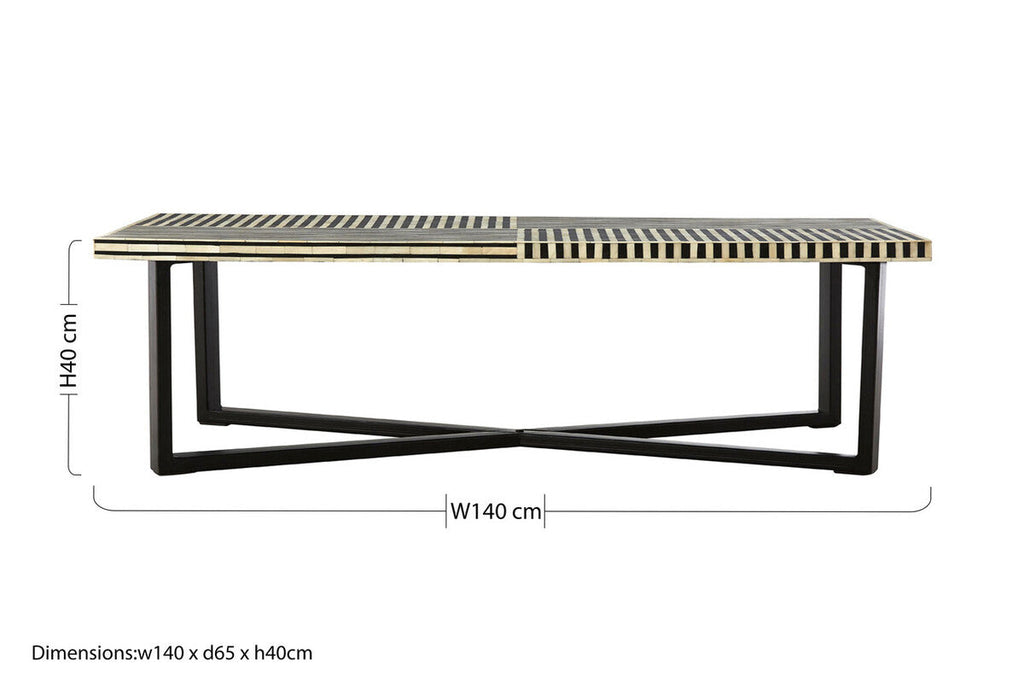 Boho Black & White Bone Inlay Coffee Table