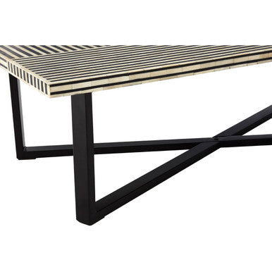 Boho Black & White Bone Inlay Coffee Table