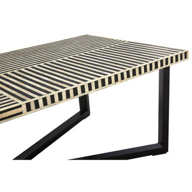 Boho Black & White Bone Inlay Coffee Table