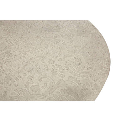 Boho White Carved Metal Top Side Table