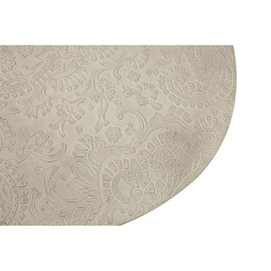 Boho White Carved Metal Top Side Table