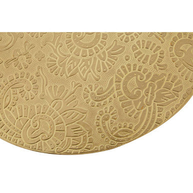 Boho Gold Carved Metal Top Side Table
