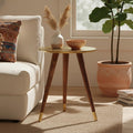 Boho Gold Carved Metal Top Side Table