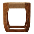 Boho Sheesham Wood & Jute Boho Stool