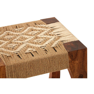 Boho Sheesham Wood & Jute Boho Stool