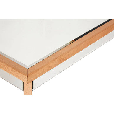 Mirror Glass Top Coffee Table With Natural Wood Frame, Kensington Townhouse