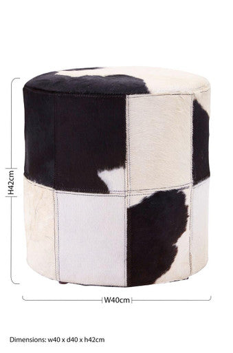Kensington Townhouse Cowhide Hair On Leather Stool