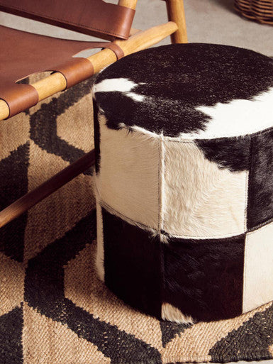 Kensington Townhouse Cowhide Hair On Leather Stool