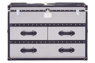 Kensington Townhouse Black & White Genuine Cowhide 3 Drawer Cabinet