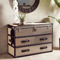Kensington Townhouse Black & White Genuine Cowhide 3 Drawer Cabinet