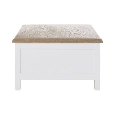 White Wooden Coffee Table With Natural Oak Top & 2 Storage Drawers, Hampstead