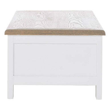 White Wooden Coffee Table With Natural Oak Top & 2 Storage Drawers, Hampstead