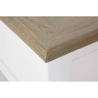 White Wooden Coffee Table With Natural Oak Top & 2 Storage Drawers, Hampstead