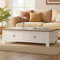 White Wooden Coffee Table With Natural Oak Top & 2 Storage Drawers, Hampstead