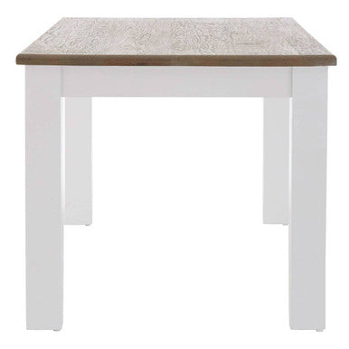 White Dining Table With Golden Oak Tabletop, Hampstead