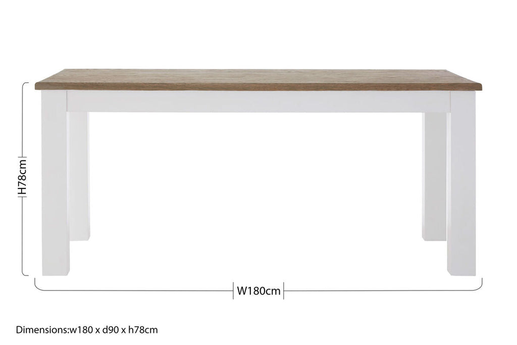 White Dining Table With Golden Oak Tabletop, Hampstead