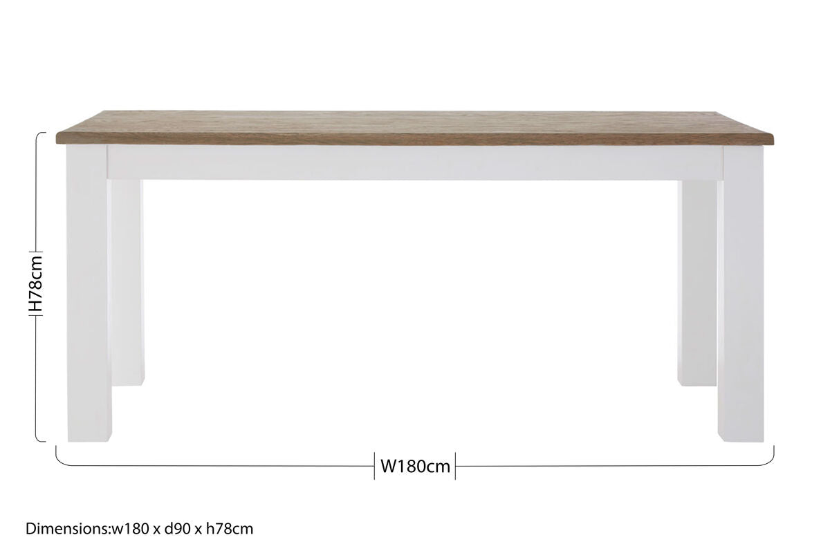 White Dining Table With Golden Oak Tabletop, Hampstead