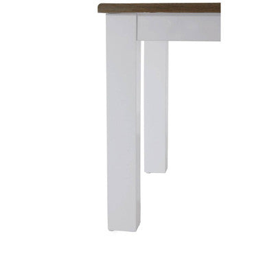 White Dining Table With Golden Oak Tabletop, Hampstead