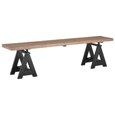 Hampstead Pine Wood Iron Black Industrial Bench