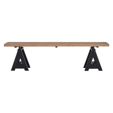 Hampstead Pine Wood Iron Black Industrial Bench