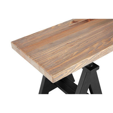 Hampstead Pine Wood Iron Black Industrial Bench