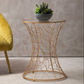 Concave Glass Top Side Table With Rose Gold Iron Frame, Lexa