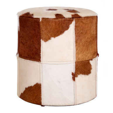 Kensington Townhouse Brown & White Cowhide Hair On Leather Stool