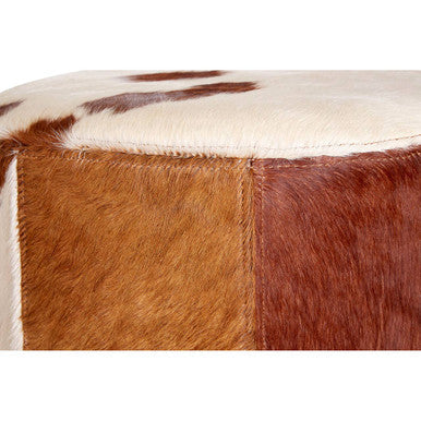 Kensington Townhouse Brown & White Cowhide Hair On Leather Stool