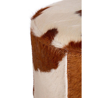 Kensington Townhouse Brown & White Cowhide Hair On Leather Stool