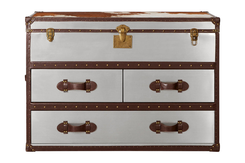 Kensington Townhouse Brown & White Cowhide Cabinet