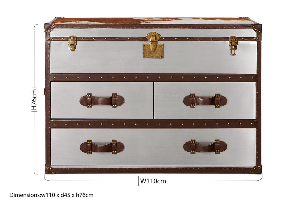Kensington Townhouse Brown & White Cowhide Cabinet