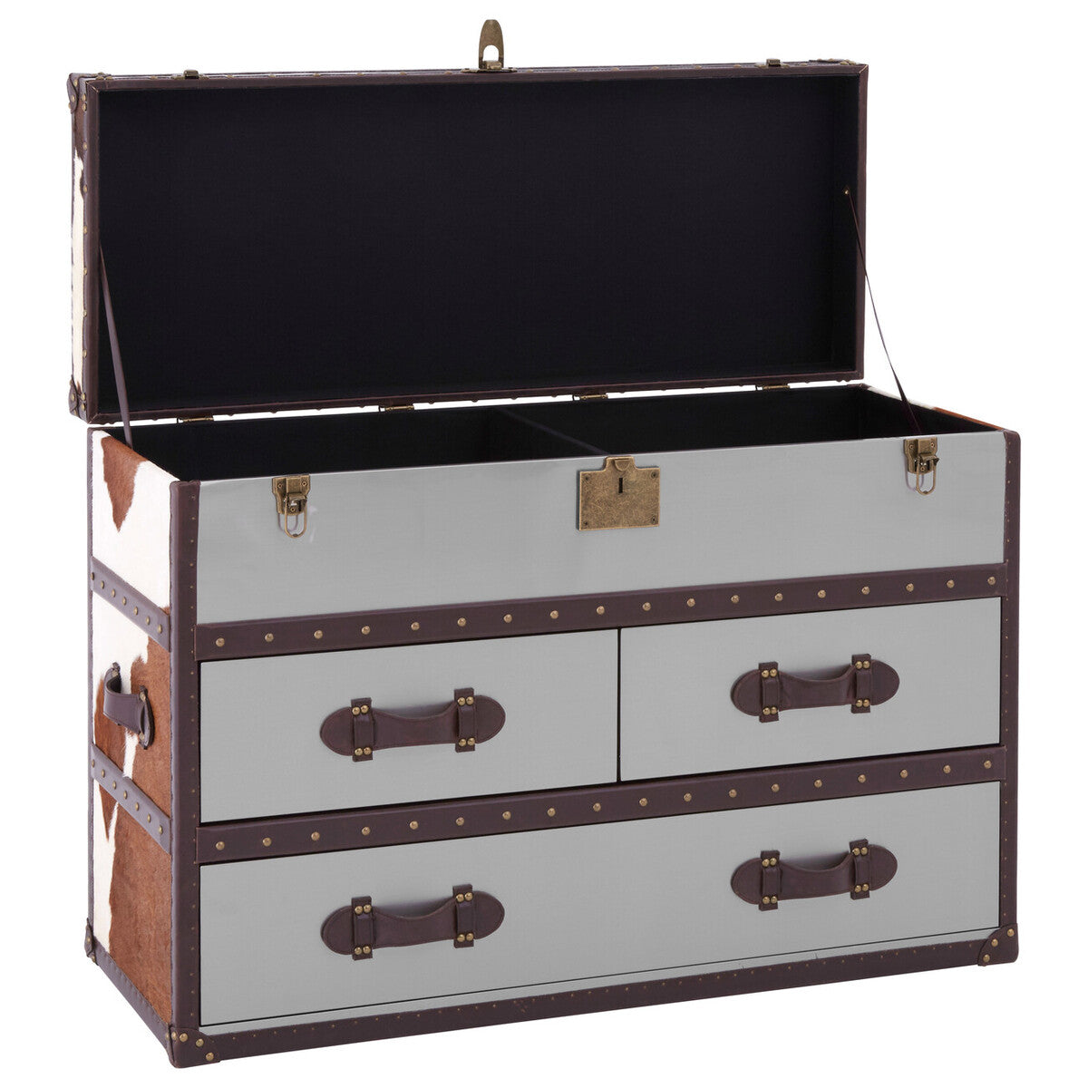 Kensington Townhouse Brown & White Cowhide Cabinet