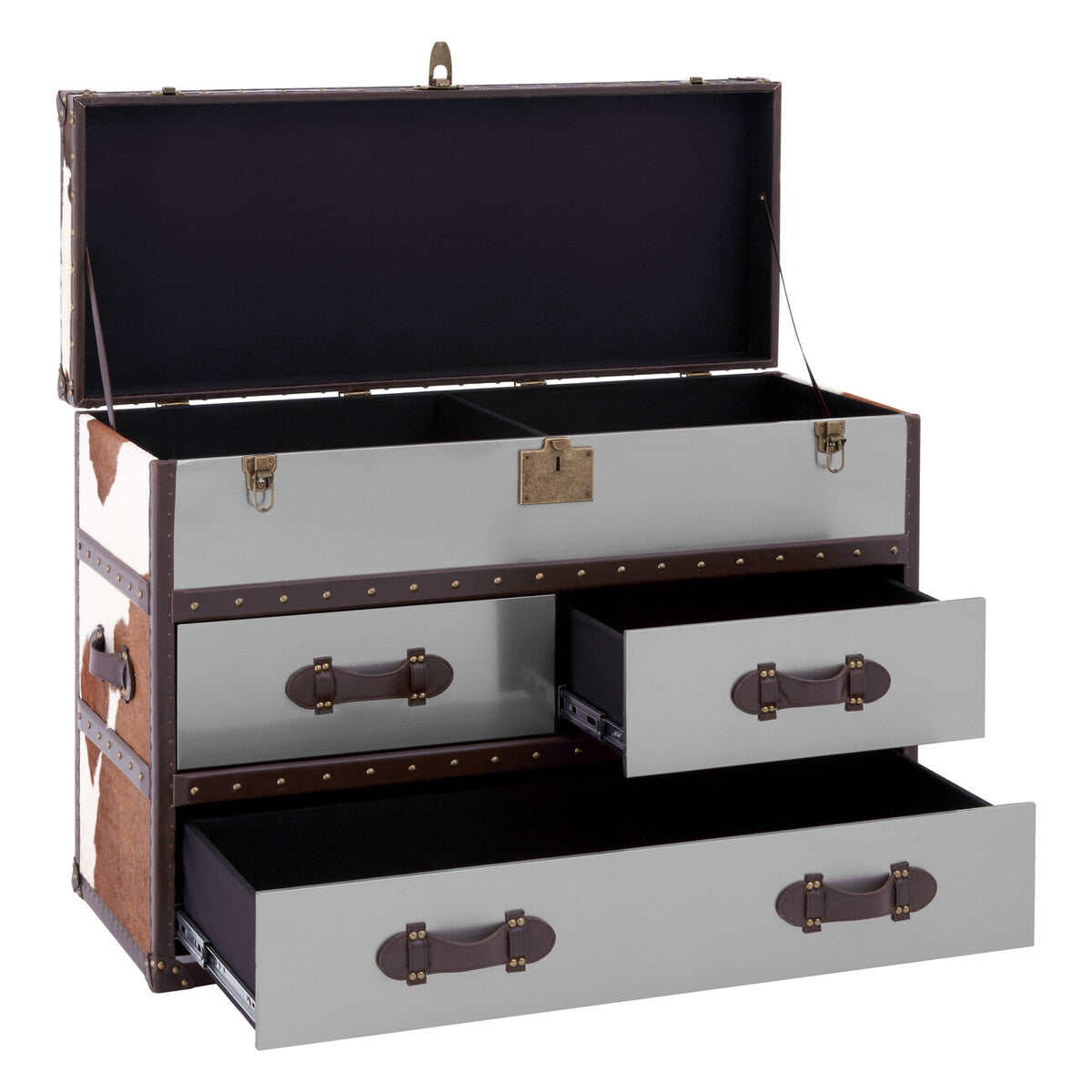 Kensington Townhouse Brown & White Cowhide Cabinet