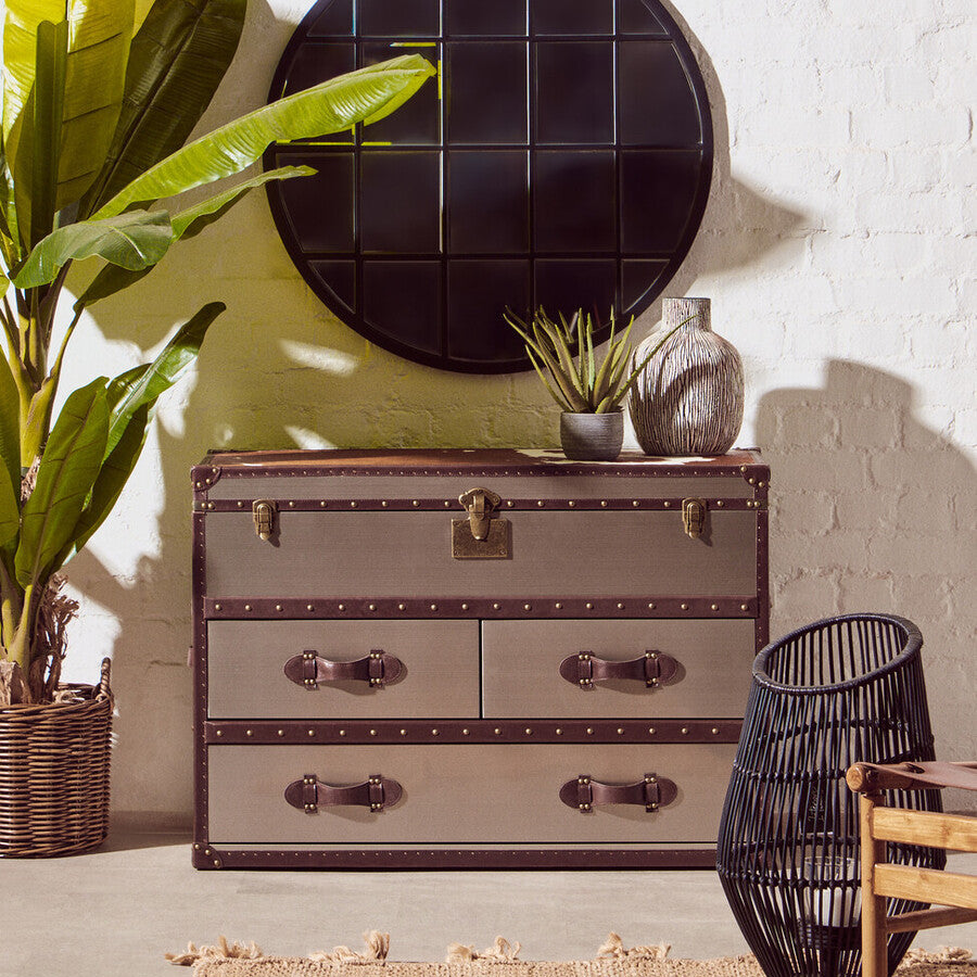 Kensington Townhouse Brown & White Cowhide Cabinet