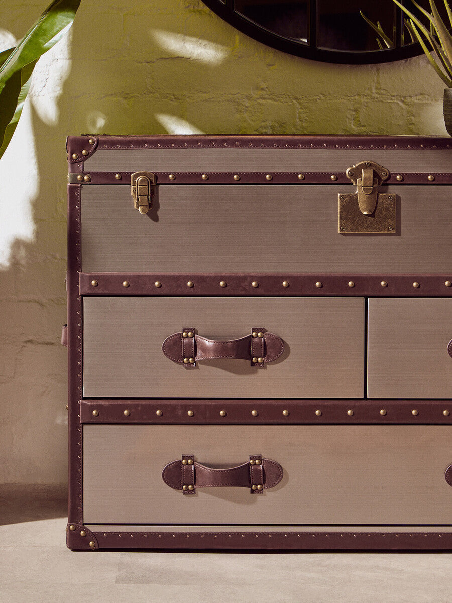 Kensington Townhouse Brown & White Cowhide Cabinet