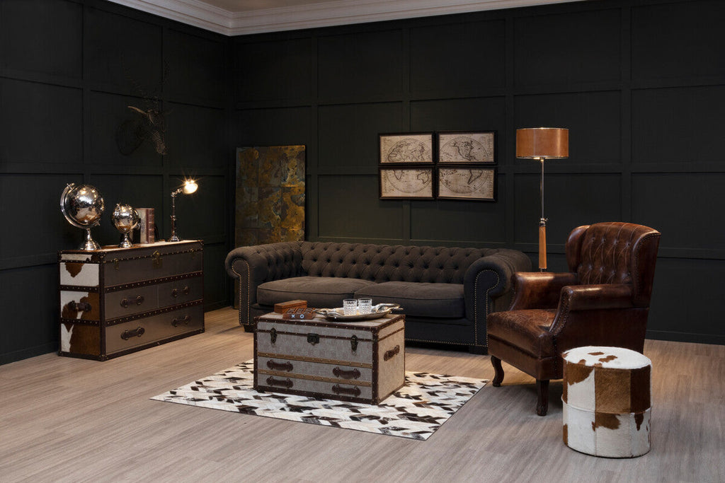 Kensington Townhouse Brown & White Cowhide Cabinet