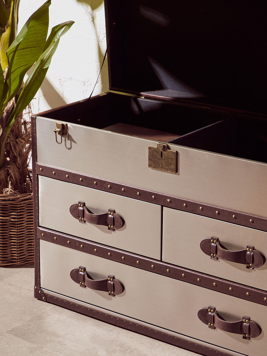 Kensington Townhouse Brown & White Cowhide Cabinet