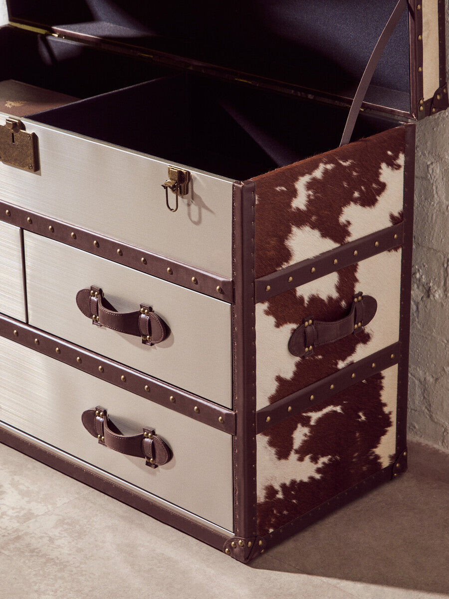 Kensington Townhouse Brown & White Cowhide Cabinet
