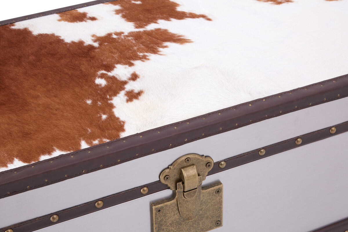 Kensington Townhouse Brown & White Cowhide Cabinet