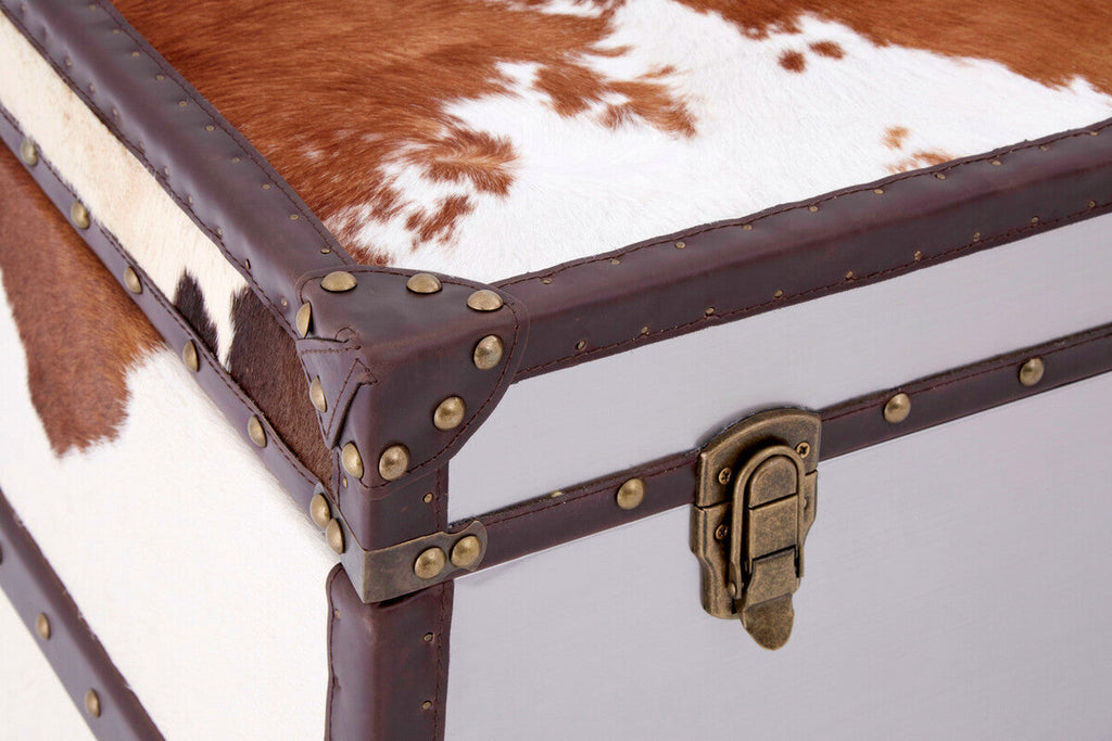 Kensington Townhouse Brown & White Cowhide Cabinet