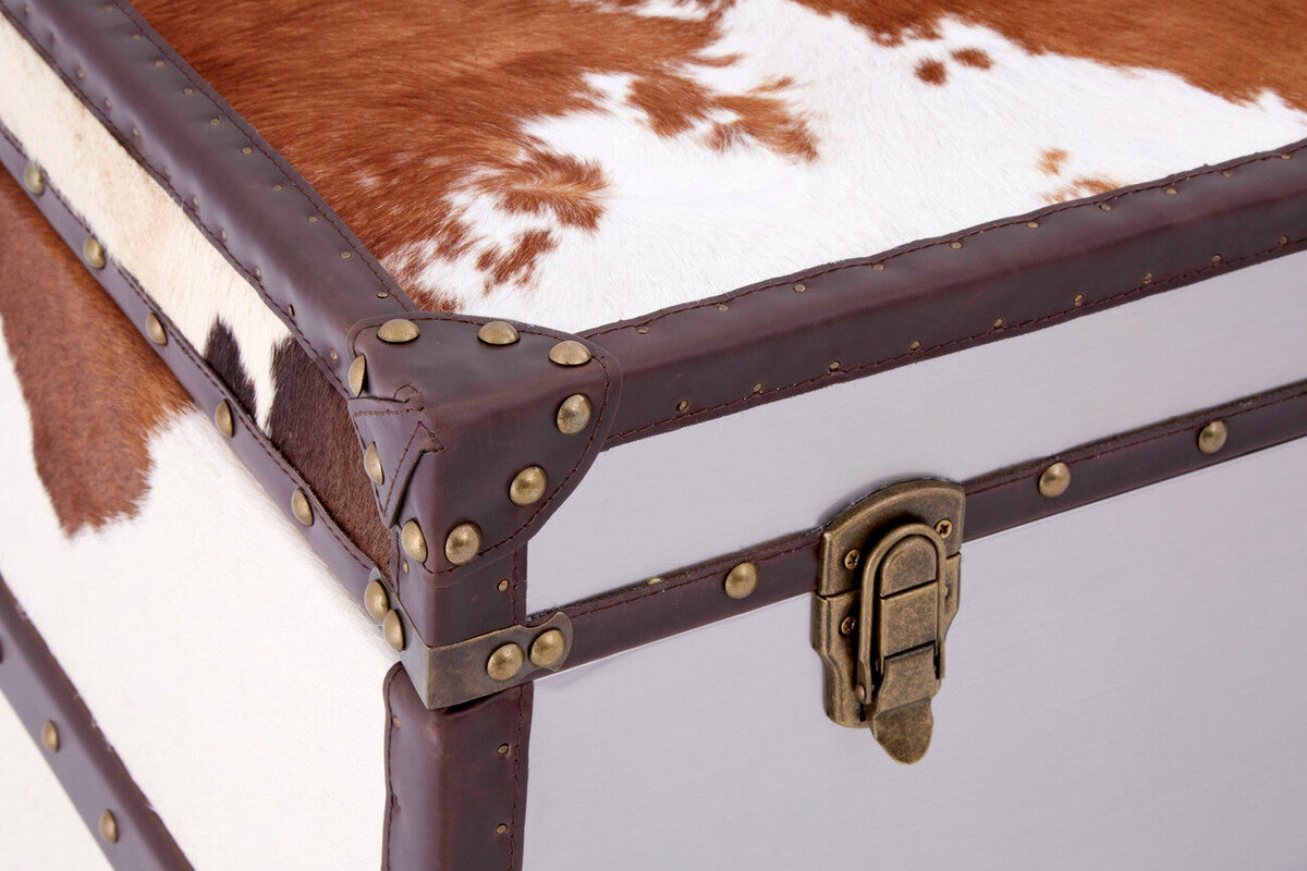 Kensington Townhouse Brown & White Cowhide Cabinet