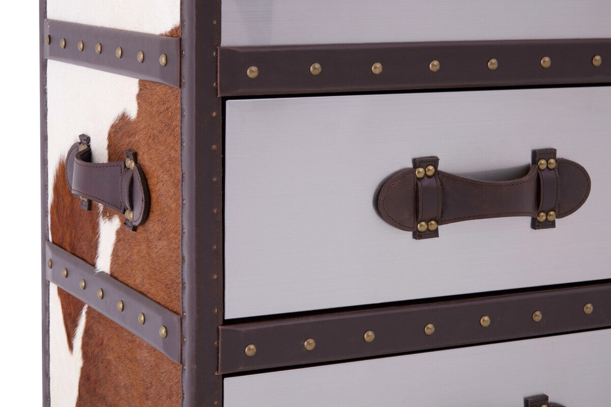 Kensington Townhouse Brown & White Cowhide Cabinet