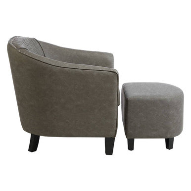 Derby Grey Leather Tub Chair With Footstool